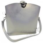 Женская кожаная сумка ARUBA без кисточки. Серый перламутр.