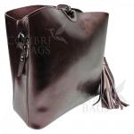 Женская кожаная сумка ARUBA с кисточкой. Кофе жемчужный.