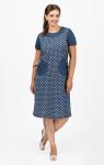 Платье с карманами, "горошек", индиго (655-3)