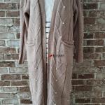 Длинный кардиган украшенный бусинами