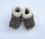 Чуни из натуральной овечьей шерсти, длинный ворс, без добавления красителей,  ручная вязка крючком.