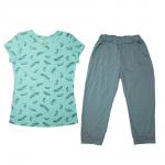 Костюм женский (футболка и капри) Sova & Javoronok, Перья голубые