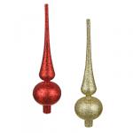 СНОУ БУМ Верхушка на елку 24,5см, пластик, глиттер, красный, золото