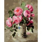 KD0722 Картина по номерам на дереве (40х50) РОЗОВЫЙ БУКЕТ (26 цветов) 1/12