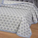 Жаккардовое покрывало (хлопок) Сара сине-серая