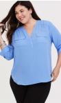 Блузка Женская  3503 "Вырез-2а Кармана" Голубая