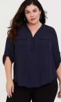Блузка Женская  3503 "Вырез-2а Кармана" Темно-Синяя
