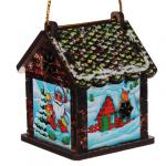Игрушка на ёлку с подсветкой "Домик", 5х6,5х5см, дерево