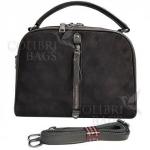 Женская кожаная сумка BIANKA ЗАМША. ЧЕРНЫЙ.