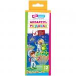 Акварель ArtSpace медовая 12 цветов, без кисти, картон. упак., Ак_1074
