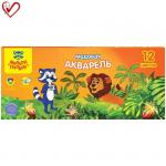 Акварель Мульти-Пульти "Енот в джунглях", медовая, 12  цветов, без кисти, картон, АК_10698