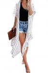 Белая накидка-кимоно в продольную полоску
