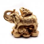 Жаба богатства на слоне SF001-12G символ процветания и изобилия 13см-16см 950гр ХРУПКОЕ