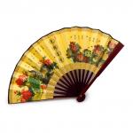 Веер 41-0105DPD Два павлина в райском саду в пионах Роспись по шелку символ удачного брака