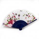 Веер 41-0107 Роспись по шелку Цветы Сакуры бамбук 21см