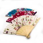 Веер 41-0107 Роспись по шелку Цветы Сакуры бамбук 21см