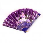 Веер 41-0108 Роспись по шелку Пионы пластик 23см