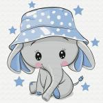 KH0846 Картина по номерам (20Х20) СЛОНЁНОК В ПАНАМКЕ (10 цветов) 1/60 В