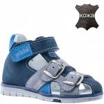 122134-21 син/сер Сандалии для мальчиков (21-24)/8