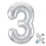 Фольгированный воздушный шар в виде цифры 3 Agura