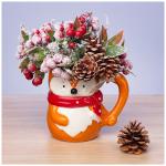 23-1780 цветочная композиция  в кружке  "лисичка "ширина 30 см*высота 35 см- без упаковки