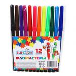 ClipStudio Фломастеры 12 цветов с цветным колпачком, пластик, в ПВХ пенале