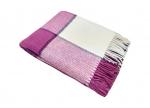 01-04 Бел/фуксия/слив  140х200 Эльф плед новозеланд. шерсть