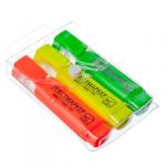 Clip Studio Набор маркеров-выделителей, 3цв., плоский корпус, скошенный наконечник 4мм, в ПВХ пенале