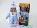 8K-001D Игрушка мягконабивная пупс в голубом комбинезоне "в клетку" с соской (муз.) в упаковке