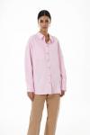 Oversize-рубашка из смесового хлопка в оттенке Pirouette TOPTOP