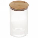Банка для продуктов стеклянная 1800мл "Хай-Тек" с бамбуковой крышкой 12*20см