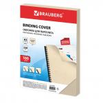 Обложки картон. д/переплета БОЛЬШОЙ ФОРМАТ А3 КОМПЛ.100шт,под кожу, 230г/м2,сл.кость,BRAUBERG,530946