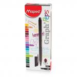 Ручка капиллярная (линер) MAPED (Франция) Graph' Peps, ЧЕРНАЯ, трехгранная, линия 0,4мм, 749111