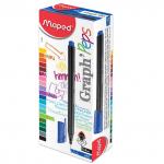 Ручка капиллярная (линер) MAPED (Франция) Graph' Peps, СИНЯЯ, трехгранная, линия 0,4мм, 749120