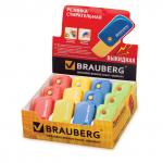 Ластик выкидной BRAUBERG "Delta", 60х33х18мм, цвет ассорти, пластиковый держатель ассорти, 223594