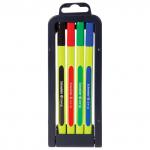 Набор капиллярных ручек (линеров) SCHNEIDER, 4шт., АССОРТИ, Line-Up, трехгранные, линия 0,4мм,191094