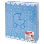 Фотоальбом BRAUBERG "Baby shoes" на 200 фото 10*15см, твердая обложка, термосклейка, голубой, 391147