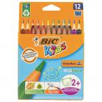 Карандаши цветные утолщенные BIC "Kids Evolution Triangle", 12 цв, пластик, трехгранные, 8297356