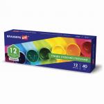 Гуашь художественная BRAUBERG ART CLASSIC, НАБОР 12 цветов в баночках по 40 мл, 191586