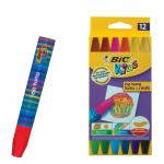 Восковые мелки утолщенные BIC "Kids Wax Crayons", 12 цв, на масляной основе, шестигранные, 926446