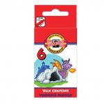 Восковые мелки 6 ЦВЕТОВ KOH-I-NOOR "Дракончик", картонная упаковка с европодвесом, 8231/6