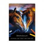 Альбом д/пастели 30 л. арт.49777/10 КОНИ (А3, перфорация - линия отрыва, твёрдый переплёт, чёрная бумага с хлопковым волокном, 150, "софт-тач" ламинация, шелкография, полноцветный дизайн, евроспираль, закладка: нет, каптал: нет, спр. мат: нет, ПЭТ-пакет)