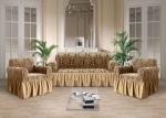Набор чехлов для дивана 3-местного и кресел "IMA TEKS" жаккард с оборками, бронза                             (mn-100162)
