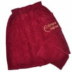 Махровый набор для сауны "С легким паром" (мужской, бордовый)