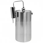 Дистиллятор эконом из нержавеющей стали "Первач" 20 л, h64 см, охладитель проточный, узел автоматического сброса избыточного давления, не съемная крышка, силиконовый шланг, спиртометр (Россия)