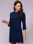 ***Платье длины мини синее с рукавами 3/4