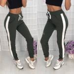 Брюки SIZE PLUS с лампасом и манжетом хаки AN123