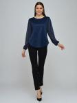 Блуза темно-синяя с манжетой на резинке