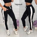 Брюки SIZE PLUS с лампасом и манжетом черные AN123