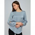 Блуза серая с кружевной вставкой на рукавах